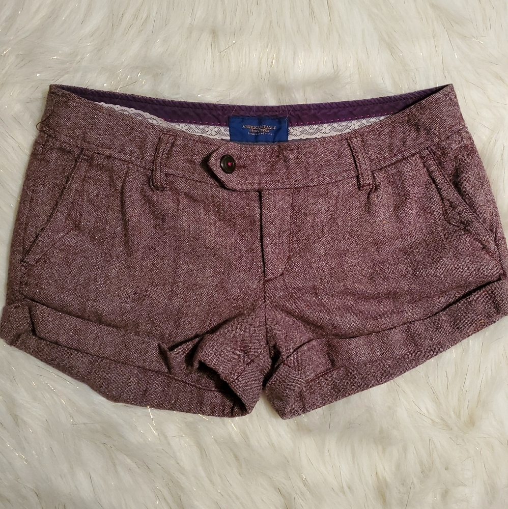 American Eagle Burgundy Sparkle Shorts Size 12